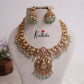 Premium Temple Lakshmi Jadau Necklace with Beads Drops NC2170 (Available in 2 Colours)