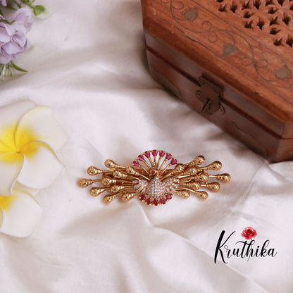 Trendy Peacock CZ Hair Clip J91 ( Available in 2 Colours)