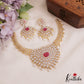 Sparkling Mango Motifs Diamond-Finish Gold-Tone AD Choker With Pearl Drops NC2760