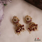 Trendy Floral Motifs Kemp Jhumas With Pearl Bead Drops E1147