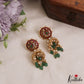 Stunning Peacock Motifs Polki Jadau Jhumka With Green Bead Drops E1083