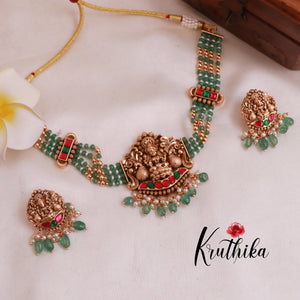 Gorgeous green beads Jadau Temple choker NC2018