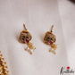 Classic Teardrop Motifs Lakshmi Kasu Necklace With Green Bead Drops NC3122