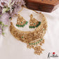 Premium Antique Nagas Lakshmi Peacock Motifs Temple Choker With Bead Drops NC3164 (Available In 2 Colors)