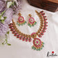 Premium Antique Lakshmi Mango Motifs Jadau Necklace With Green Bead Drops NC3165