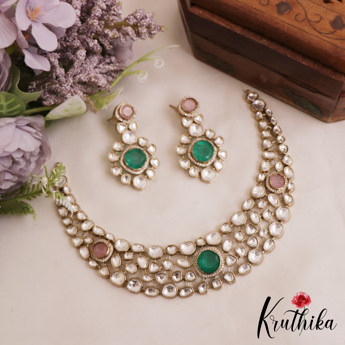 Gorgeous Geometric Motifs Mossanaite Choker NC2837 (Available In 2 colors)