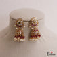 Trendy Floral Motifs Kemp Jhumas With Pearl Bead Drops E1147