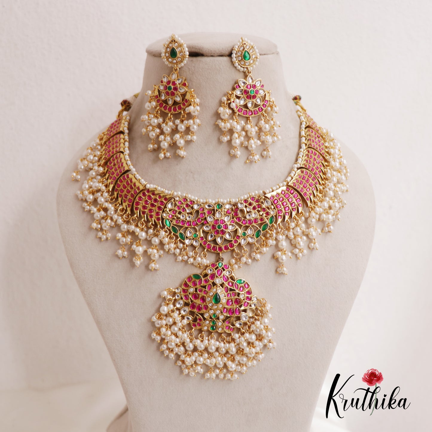 Gorgeous Peacock Floral Kundan Guttapoosalu Jadau Necklace NC2562