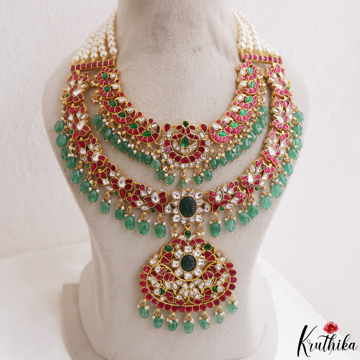 Royal Two-Layer Handcrafted Jadau Bridal Haaram LH25001