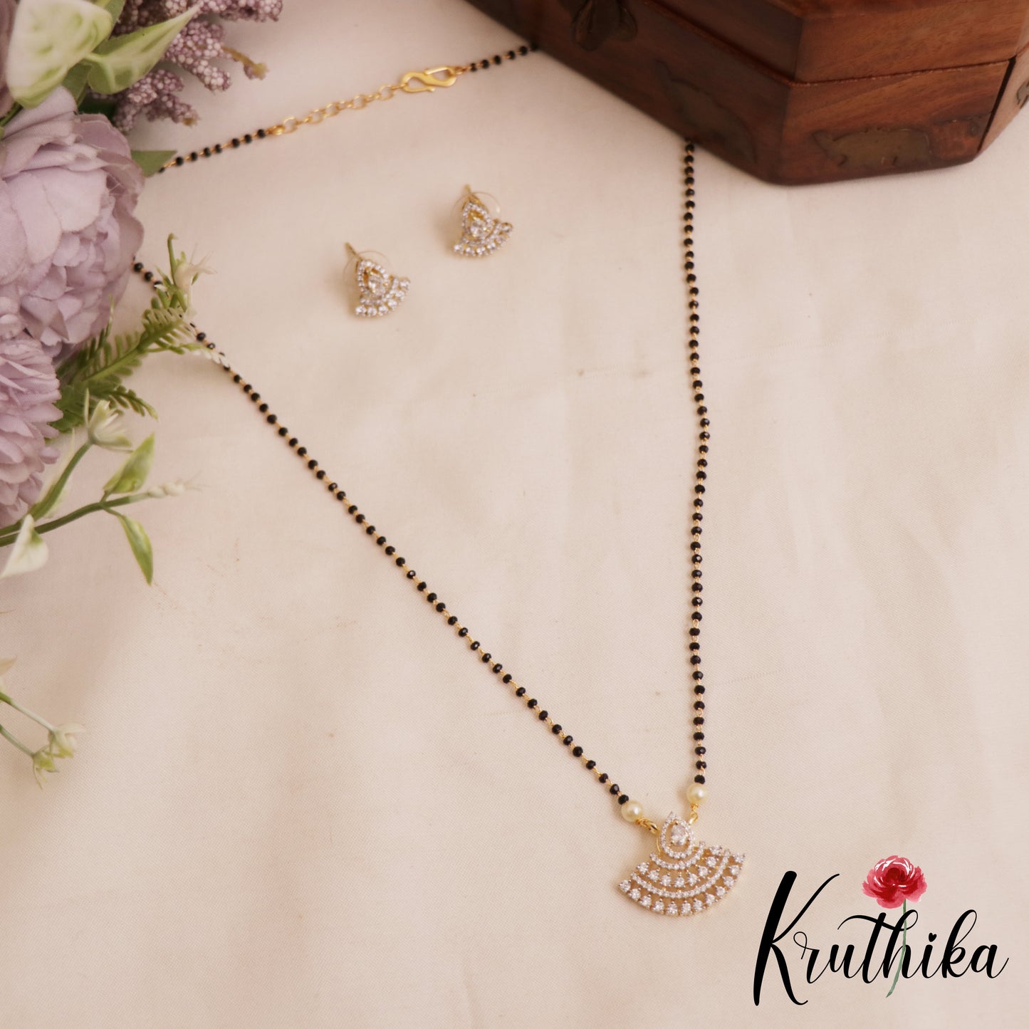 Elegant AD Mangalsutra With Earrings Set NC2908
