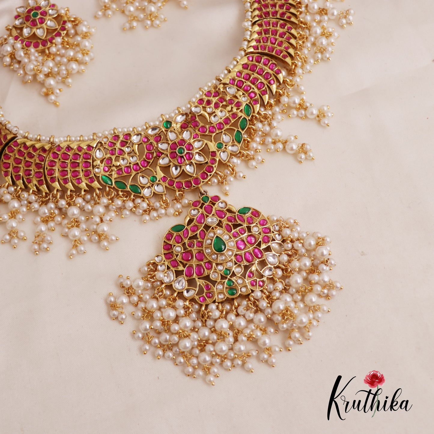 Gorgeous Peacock Floral Kundan Guttapoosalu Jadau Necklace NC2562