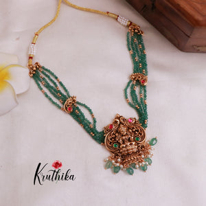 Beautiful Green beads Jadau Lakshmi Choker NC1878