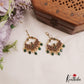 Beautiful Floral Reversible Kemp Earrings With Green Bead Drops E1130
