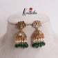 Elegant Kemp Lotus With Bead And Pearl Drops Jhumka Earrings E806
