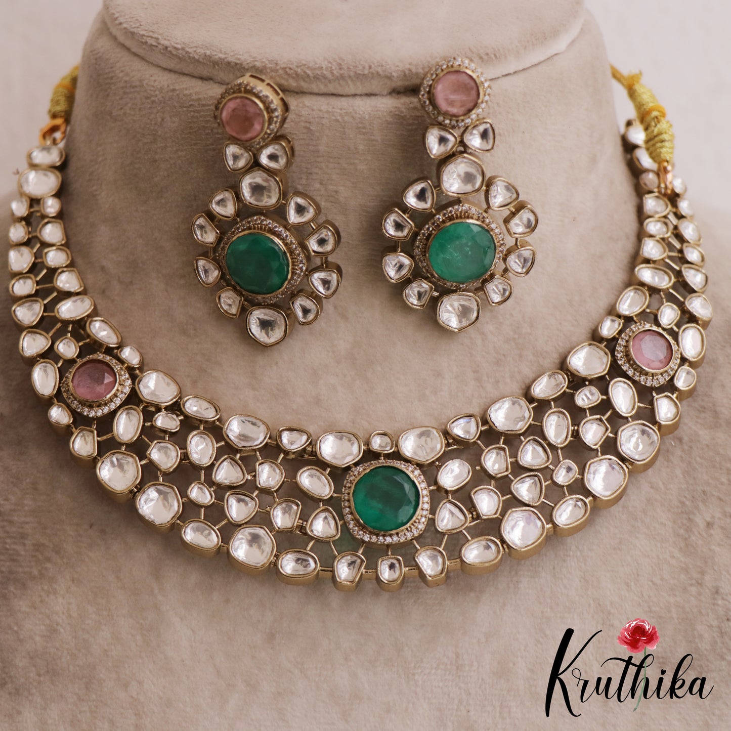 Gorgeous Geometric Motifs Mossanaite Choker NC2837 (Available In 2 colors)