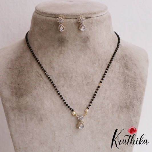 Simple Floral AD Mangalsutra with Earrings Set NC2906