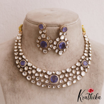 Gorgeous Geometric Motifs Mossanaite Choker NC2837 (Available In 2 colors)