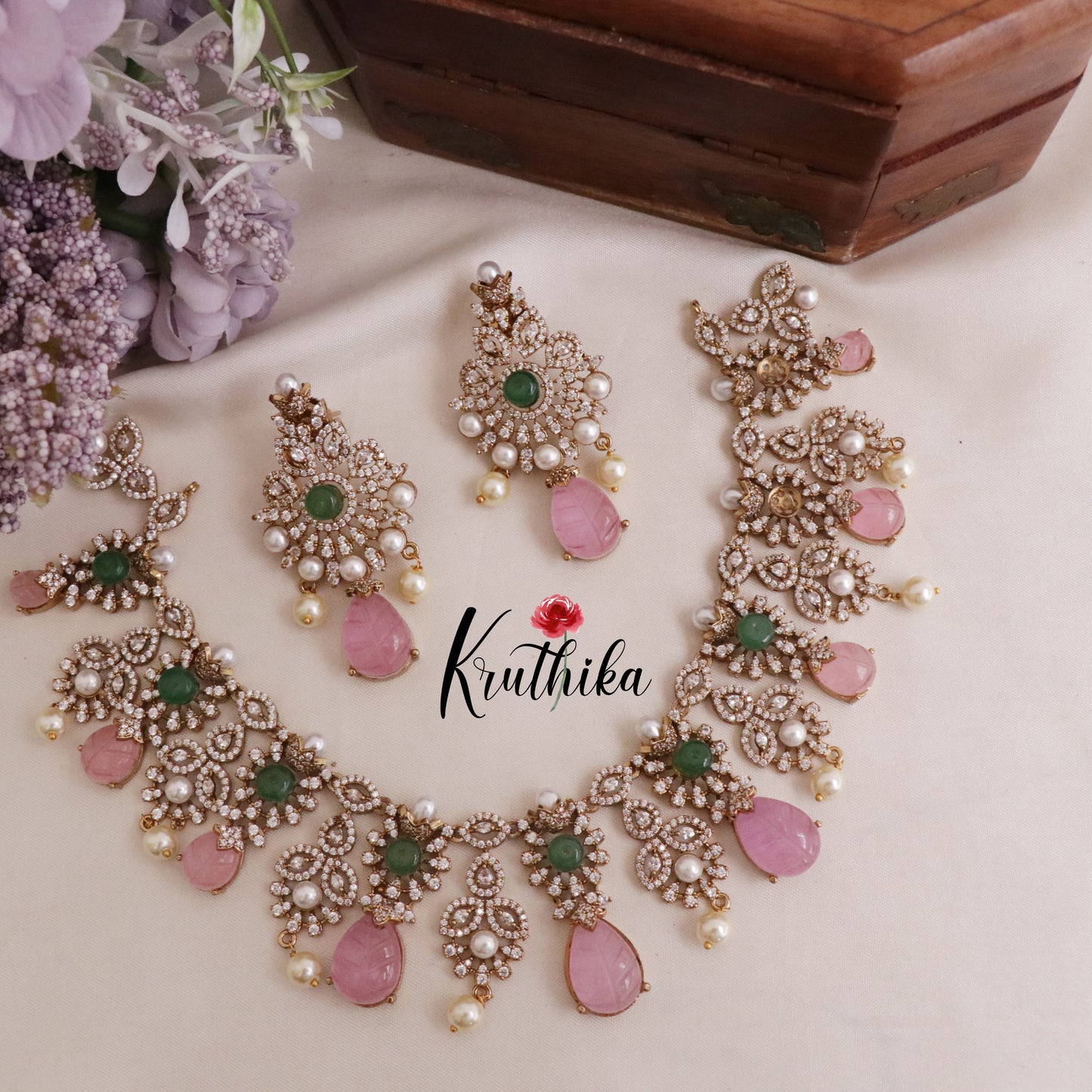 Gorgeous AD/Victorian Flower Design Necklace Sets NC2026