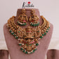 Royal Grand Nagas Jadau Temple necklace in Jalebi pattern with Green Beads NC1874 (Available  In 3 Colours)