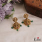 Premium Antique Nagas Lakshmi Peacock Motifs Jadau Pendant Set With Green Bead Drops  PS297