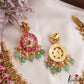 Premium Antique Lakshmi Mango Motifs Jadau Necklace With Green Bead Drops NC3165
