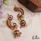 Gorgeous Peacock Motifs Jadau Ear Cuff With Golden Bead Drops E981