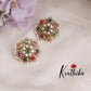 Beautiful Navratna Floral Studs with Pearl Border E685