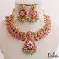 Premium Antique Lakshmi Mango Motifs Jadau Necklace With Green Bead Drops NC3165
