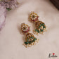 Trendy Floral Motifs Kemp Jhumas With Pearl Bead Drops E1147