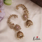 Gorgeous Peacock Teardrop Motifs AD Ear Cuff With Pearl Drops E977 (Available In 5 Colors)