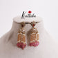 Beautiful AD Stone Floral With Chain Bead Drops Jhumka Earrings E800