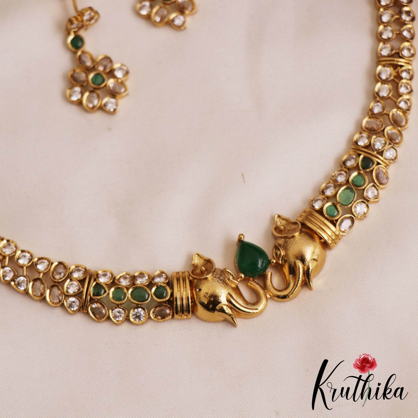 Trendy Elephant Motifs AD Choker NC2827 (Available In 2 Colors)