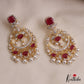 Stunning Floral Motifs AD Victorian Chandbali Earrings With Pearl Drops E1119 (Available In 2 Colors)