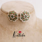 Trendy Pearl Border Floral Blossom Stud Earrings E683 (Available in 3 Colors)