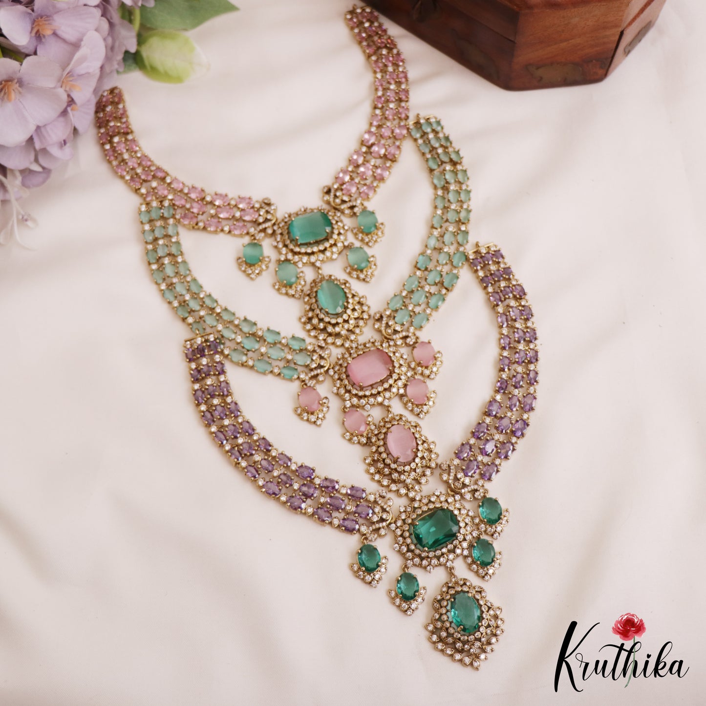 Sparkling AD Victorian Necklace NC2771 (Available In 5 Colors)