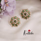 Trendy Pearl Border Floral Blossom Stud Earrings E683 (Available in 3 Colors)