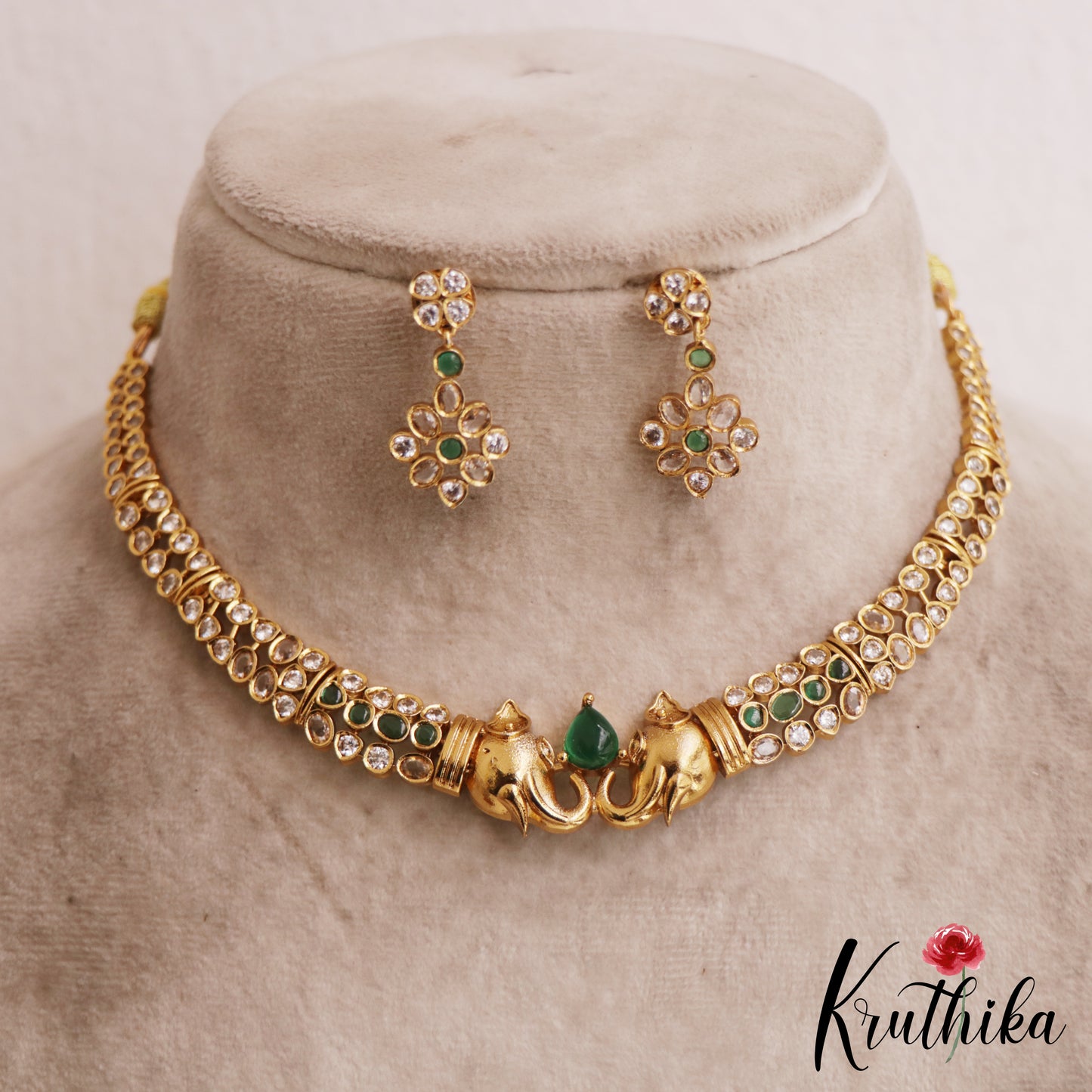 Trendy Elephant Motifs AD Choker NC2827 (Available In 2 Colors)