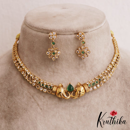 Trendy Elephant Motifs AD Choker NC2827 (Available In 2 Colors)