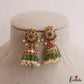 Trendy Floral Motifs Kemp Jhumas With Pearl Bead Drops E1147