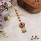 Beautiful Teardrop Motifs Maang Tikka With Green Bead Drops MT360