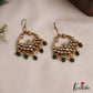Beautiful Floral Reversible Kemp Earrings With Green Bead Drops E1130