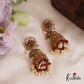 Gorgeous Floral Peacock Motifs Jadau Jhumka With Bead Drops E1000 (Available In 2 Colors)