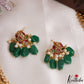 Elegant Floral Motifs Lakshmi Kasu Necklace With Green Bead Drops NC3123