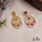 Stunning Floral Motifs AD Victorian Chandbali Earrings With Pearl Drops E1119 (Available In 2 Colors)