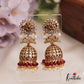 Gorgeous Floral Peacock Motifs Jadau Jhumka With Bead Drops E1000 (Available In 2 Colors)