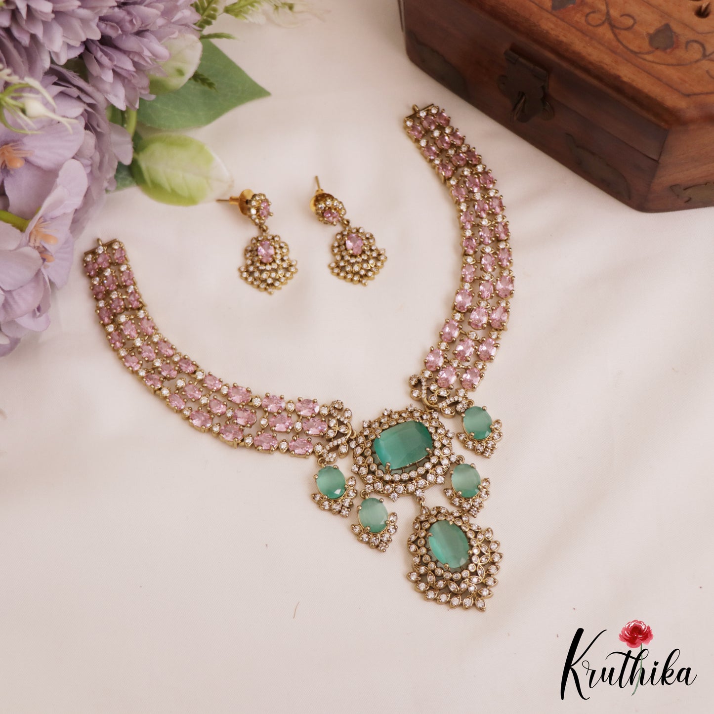 Sparkling AD Victorian Necklace NC2771 (Available In 5 Colors)