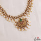 Elegant Gold-Tone Diamond-Finish CZ Necklace With Pearl Drops NC3207