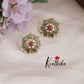 Trendy Pearl Border Floral Blossom Stud Earrings E683 (Available in 3 Colors)