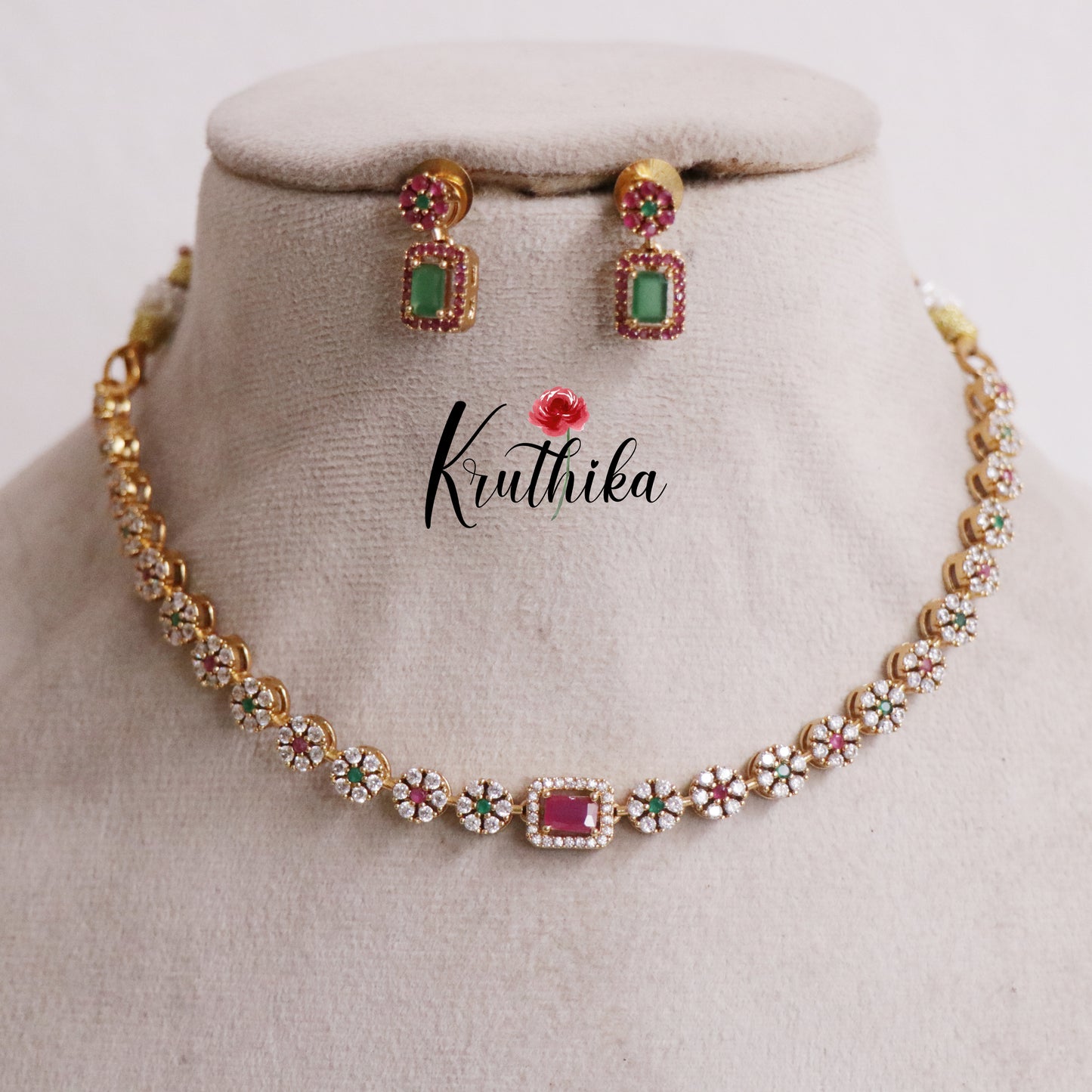 Simple CZ Sparking Victorian Necklace Sets NC2172 (Available in 3 Colours)