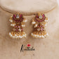 Beautiful Kemp Lotus Pearl Drop Jhumkas E686 (available in 3 Colors)